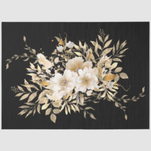 Seda Floral de tono dorado sobre papel de tejido de man