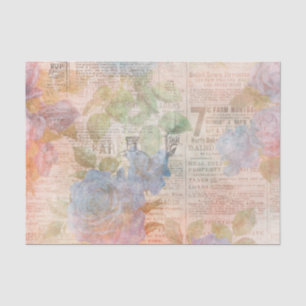 Seda Flores azules y éfera de papel de prensa