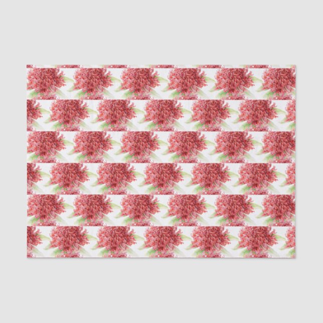 Seda flores de waratah acuarela roja papel tisú botánic (Anverso)