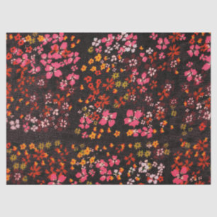 Seda Flores rojas variadas Papel de tejidos