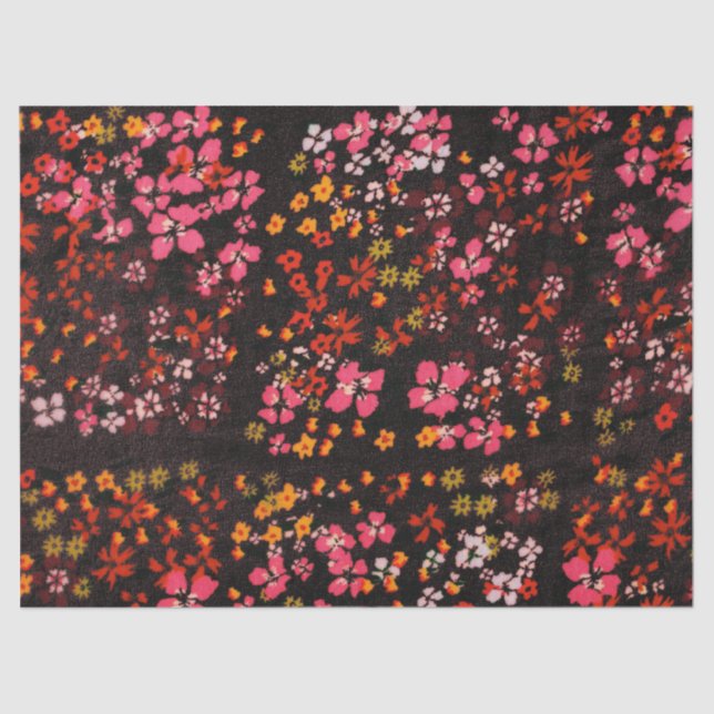 Seda Flores rojas variadas Papel de tejidos (Anverso)