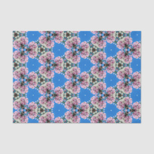 Seda Flores rosas sobre papel de fondo azul