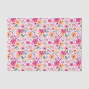 Seda Flores y mariposas, papel de tejidos de primavera