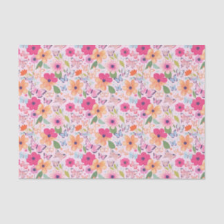 Seda Flores y mariposas, papel de tejidos de primavera