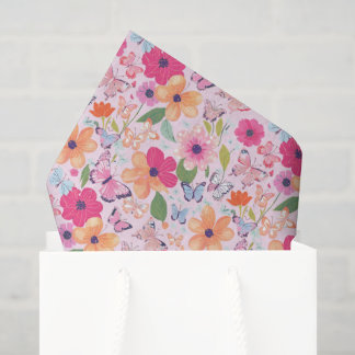 Seda Flores y Mariposas, Papel Tisú de Primavera