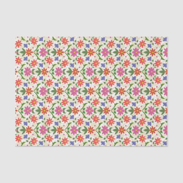 Seda Flores y puntos de polka en salsa, papel tisular (Anverso)