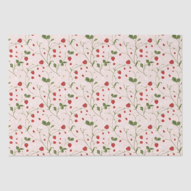 Seda Fresas silvestres (lino) - Papel de tejidos (Anverso)