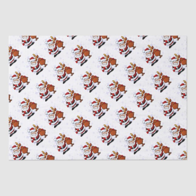 Seda Funny Papel de té navideño de Santa y Rudolph (Anverso)
