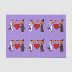 Seda Funny Papel de tejidos Boda Dachshund