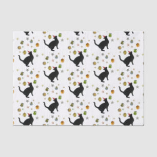 Seda Gato negro con papel de tejidos de decoración de e