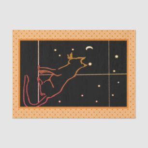 Seda GATO NEGRO EN LA VENTANA CON ESTRELLAS Papel de Se