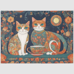 Seda gatos de café papel tisú