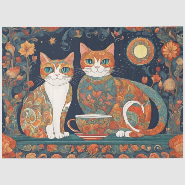 Seda gatos de café papel tisú (Anverso)