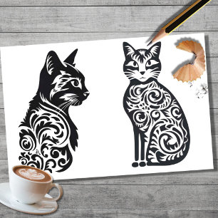 Seda Gatos en papel de deshielo del art. 1 del esténcil