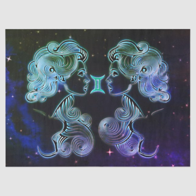Seda gemini papel de tejido zodiaco gemelos (Anverso)