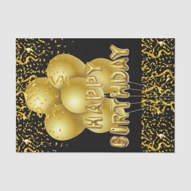 Seda Globos de oro de Papel de Tejido de Cumpleaños Fel (Anverso)
