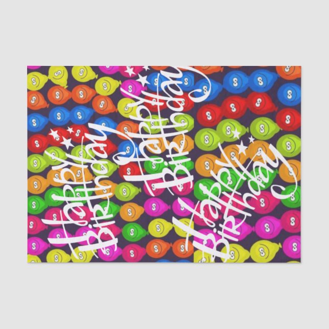 Seda Globos de Papel Tejido Feliz Cumpleaños (Anverso)