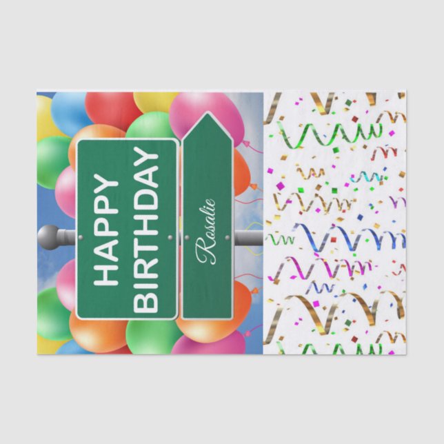 Seda Globos de Papel Tejido Feliz Cumpleaños (Anverso)