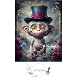 Seda Gracioso animal con el papel de Decoupage Gorra.