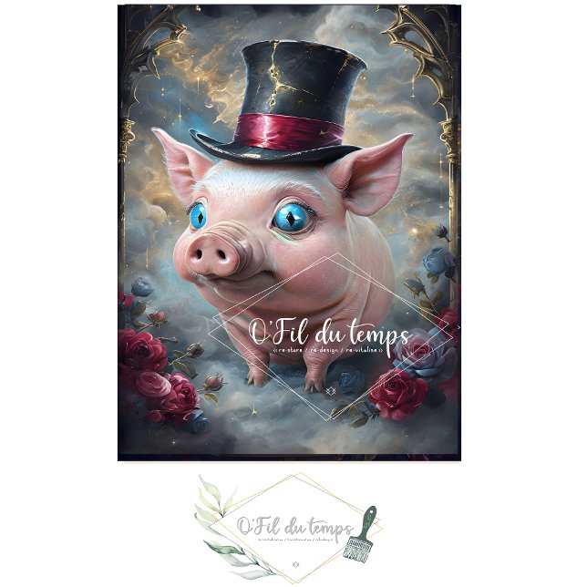 Seda Gracioso animal con el papel de Decoupage Gorra. (Subido por el creador)