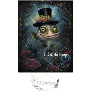 Seda Gracioso animal con el papel de Decoupage Gorra.