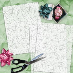 Seda Gran patrón de pez estrella en papel de tejido bla