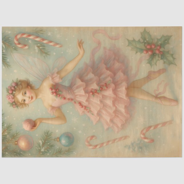 Seda Hada de Azúcar Navidad Ballet Papel Decoupage (Anverso)