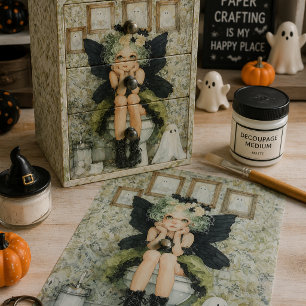 Seda Hada de Halloween y fantasma en papel decoupage de