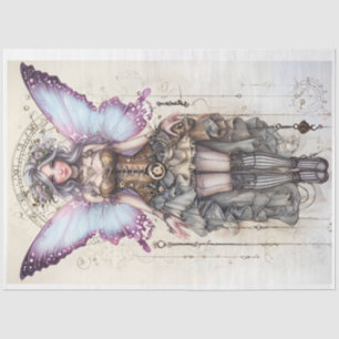 Seda Hada de Steampunk con papel de tejidos rosados