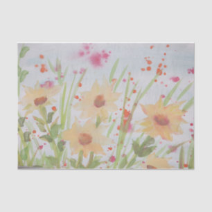 Seda Hermoso papel de acuarela de tejido floral