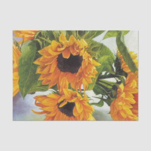 Seda Hermoso papel de tejidos con pintura de girasol