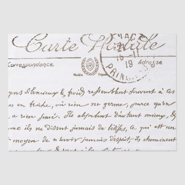 Seda Hermoso papel teatral de escritura francesa postal (Anverso)