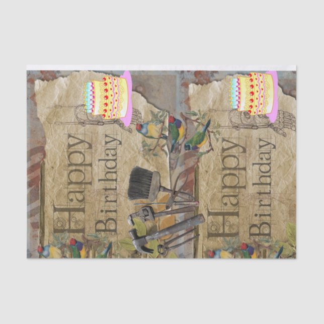 Seda Herramientas de construcción de Papel Tejido Feliz (Anverso)