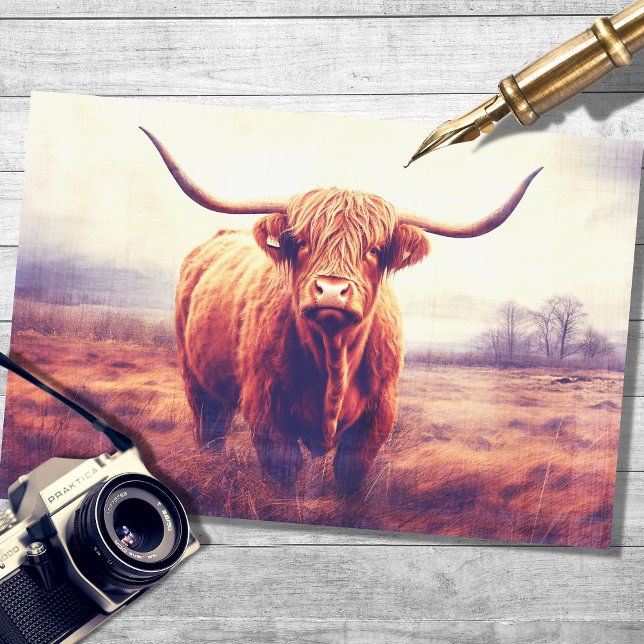 Seda Highland Cow 3: Papel de descomposición en paisaje (Subido por el creador)
