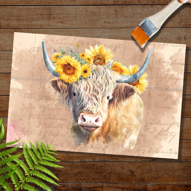 Seda Highland Cow Sunflowers 5 Papel de descomposición (Subido por el creador)