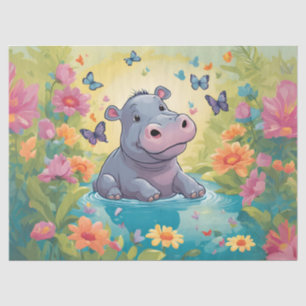 Seda Hippo bebé en papel de deshielo de pradera