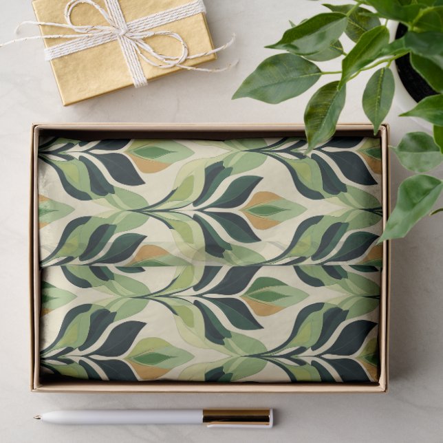 Seda Hojas de papel tisú de hoja verde Art Deco (Regalo )