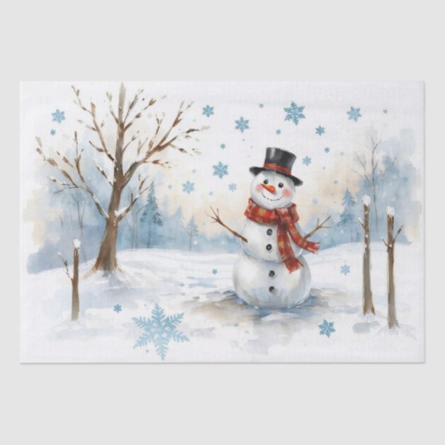 Seda Hombre de Nieve de Papel Tissue con Acuarela (Anverso)