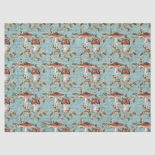 Seda Hongos de Woodland sobre papel de tejidos Verde az