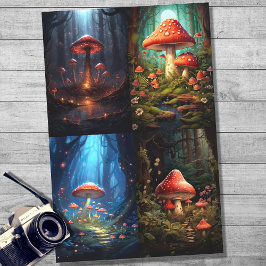 Seda Hongos en el Collage forestal 1 Papel de decúbito