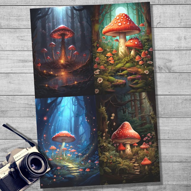 Seda Hongos en el Collage forestal 1 Papel de decúbito (Subido por el creador)