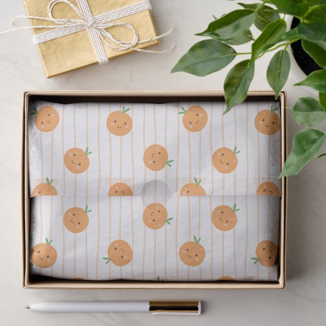 Seda Impresión de Naranjas personalizados - Papel de te (Regalo )