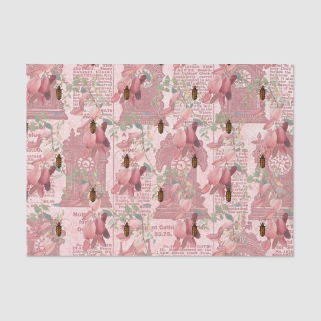 Seda Insectos antiguos y papel de periódico (Anverso)