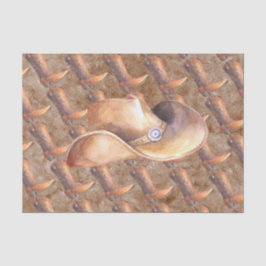 Seda Juego de papel de tejidos (2) Boots y Gorra de Cow