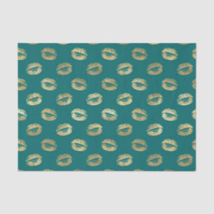 Seda Labios de papel de estaño teal y dorado