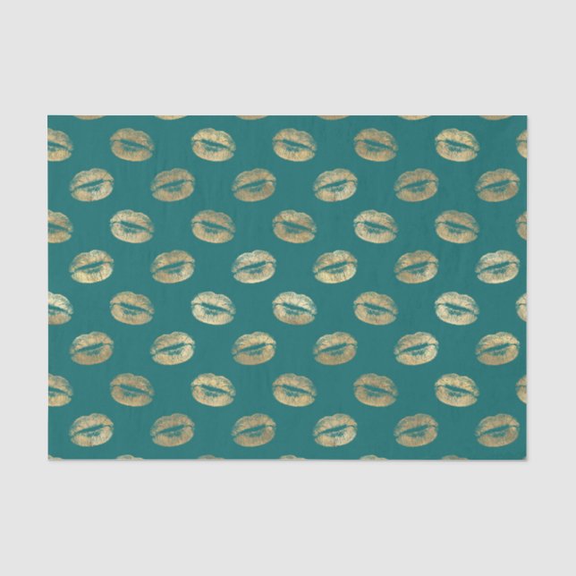 Seda Labios de papel de estaño teal y dorado (Anverso)