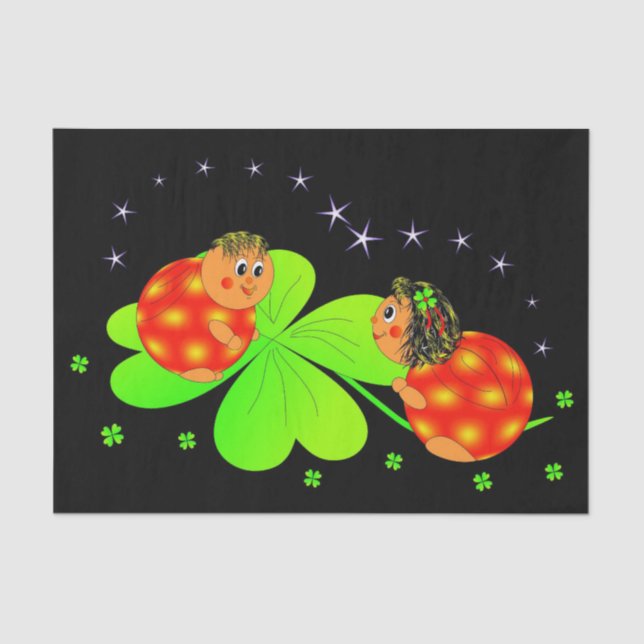 Seda ladybugs y papel tisular de trébol (Anverso)