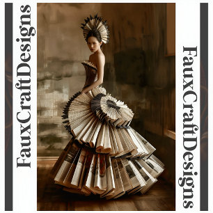 Seda Libro de papel de vanguardia vestido decoupage izq