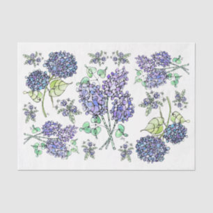 Seda Lilacs & Hydrangeas - Papel de tejidos de descompo