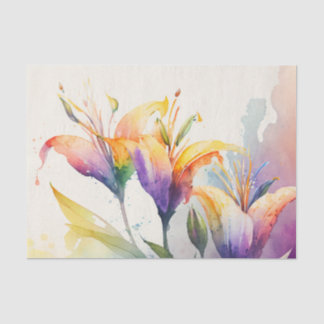 Seda LILIES bello papel de descomposición floral
